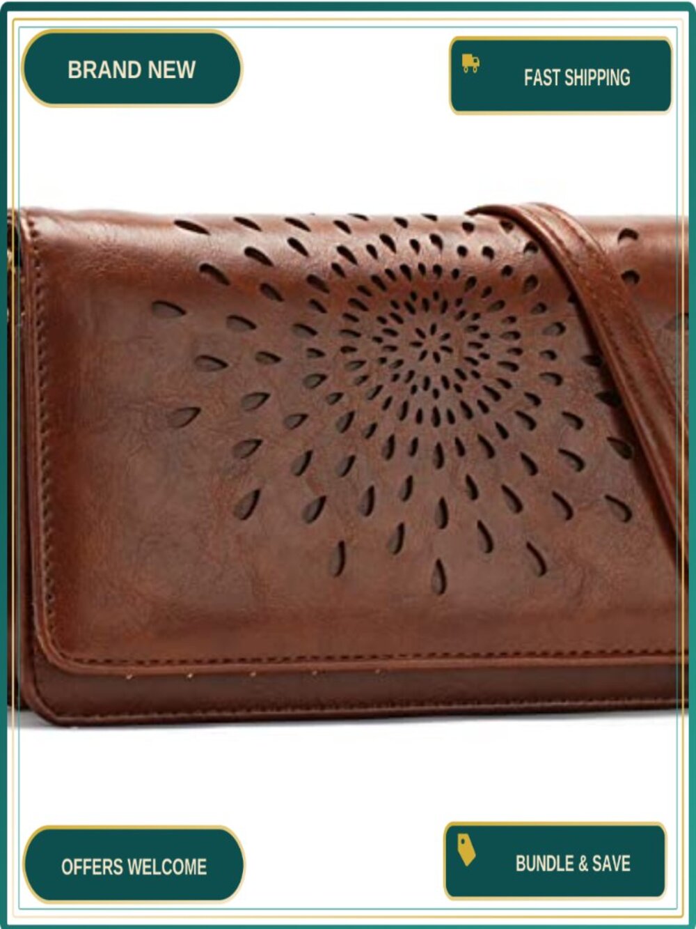 Vegan Leather Crossbody Bag RFID Wristlet Wallet Phone Purse Small Clutch